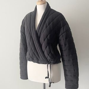 Free People Cotton Puffer Wrap Jacket in Washed Black, RARE!